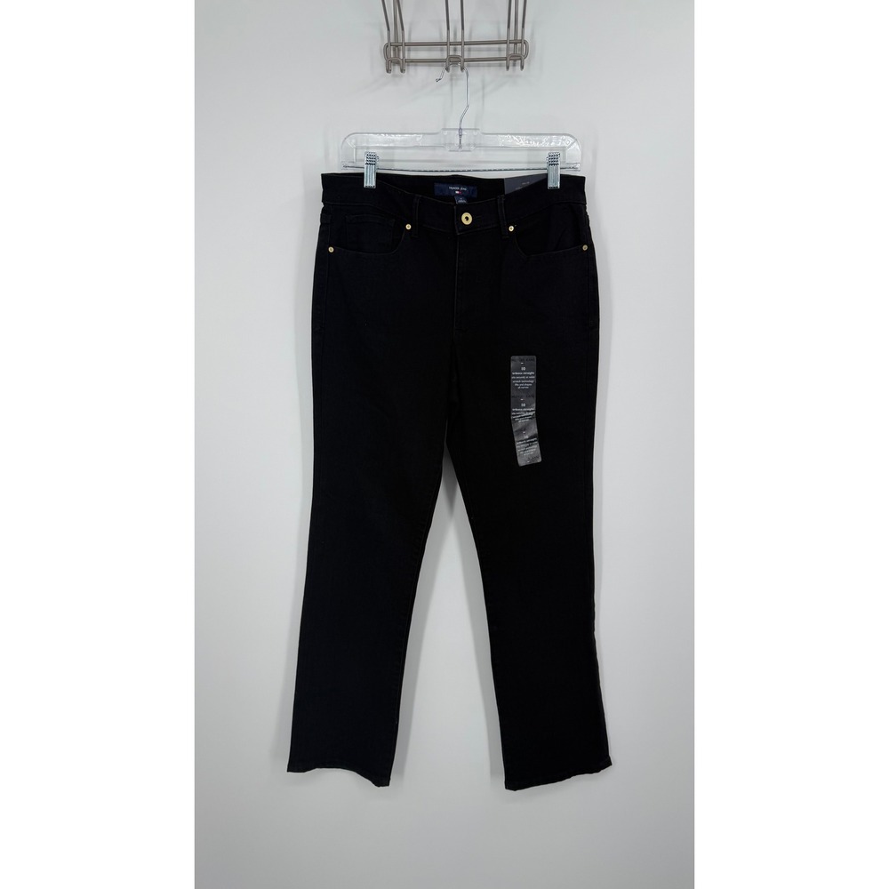 Tommy Hilfiger Tribeca Straight Jeans Women Size 10 Black Mid Rise Stretch Denim